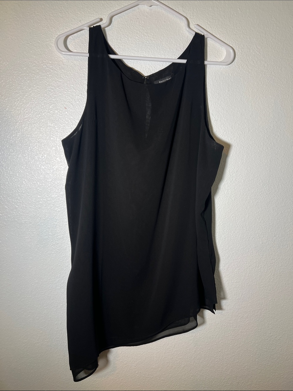 NEW WHBM Sleeveless Asymmetrical Black Tunic Tank. Size L